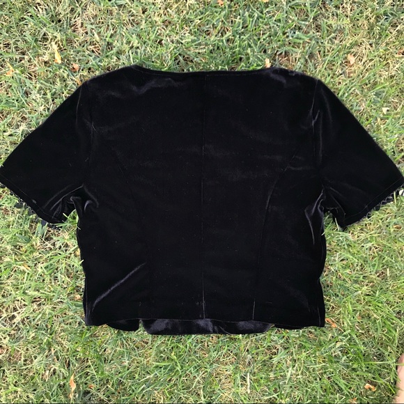 90’s Velvet Cropped Blouse with Sleeve Charms - Picture 4 of 10